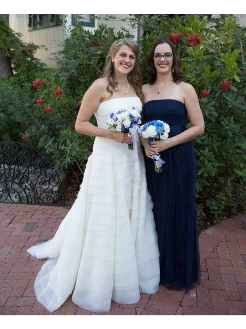 NWT Vera Wang WHITE Navy Blue Tulle Lace Bridesmaid Dress 8 Strapless